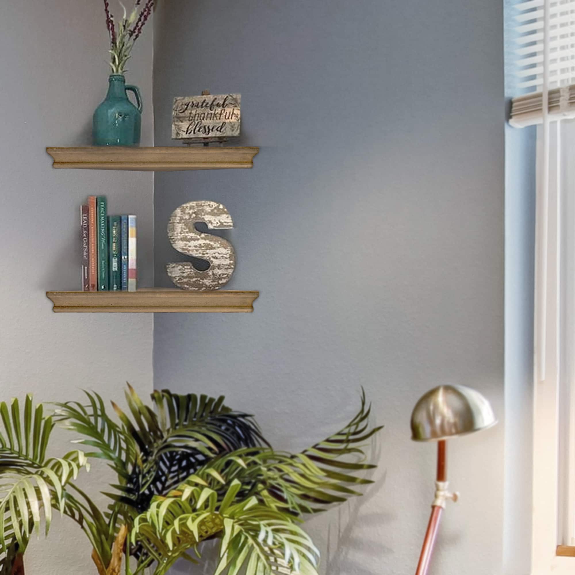 Beveled Floating Corner Shelves Set